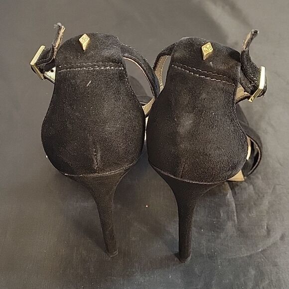 SAM EDELMAN ADJUSTABLE ANKLE STRAP WITH BUCKLE CLOSURE OPEN TOE SUEDE SANDAL - Picture 7 of 14